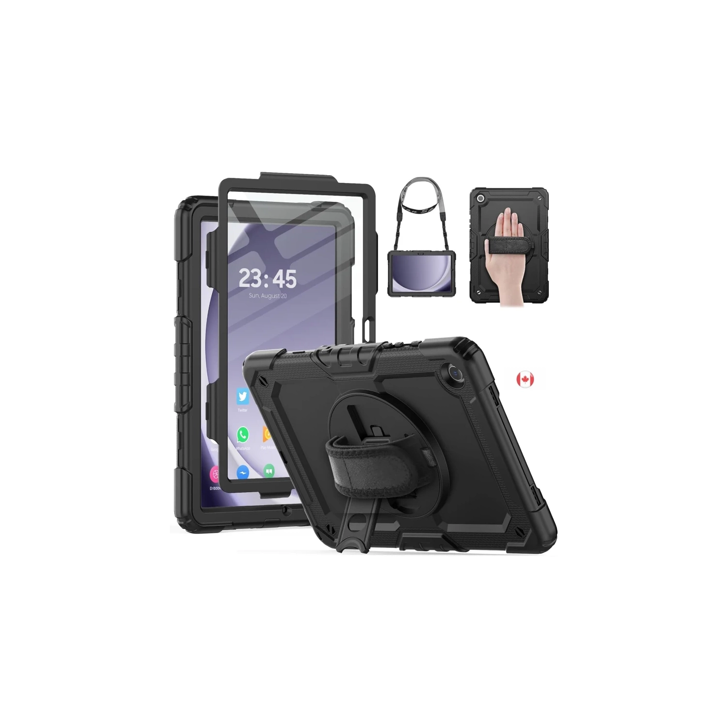 Shockproof Samsung Galaxy Tab A9 Plus / A9+ Case with Screen Protector - 11 inch Tablet Cover, Black