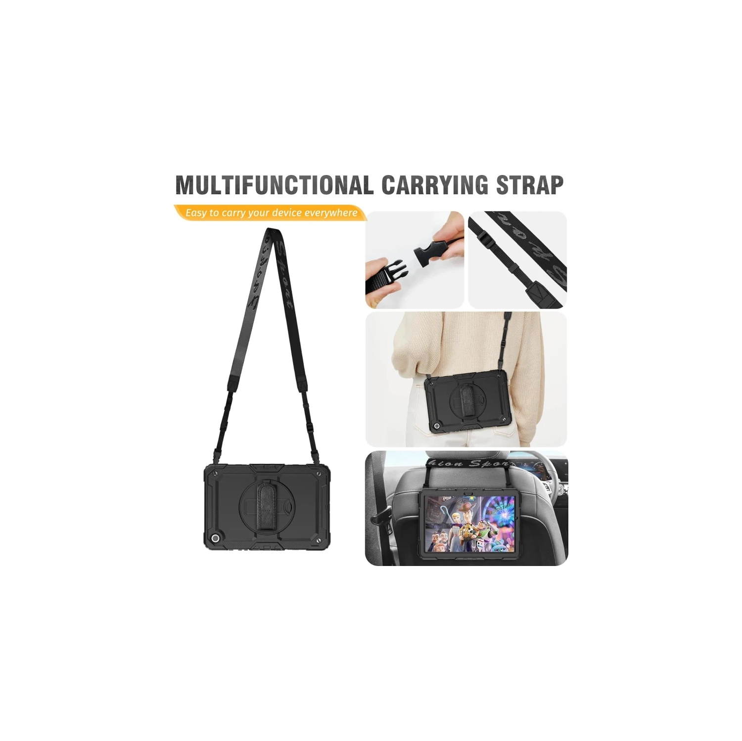 Étui antichoc Galaxy Tab A9 plus/A9+ de Samsung avec protecteur d'écran - Étui 11&nbsp;po pour tablette, noir