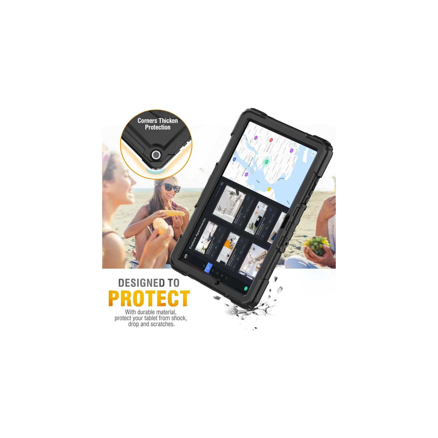 Étui antichoc Galaxy Tab A9 plus/A9+ de Samsung avec protecteur d'écran - Étui 11&nbsp;po pour tablette, noir