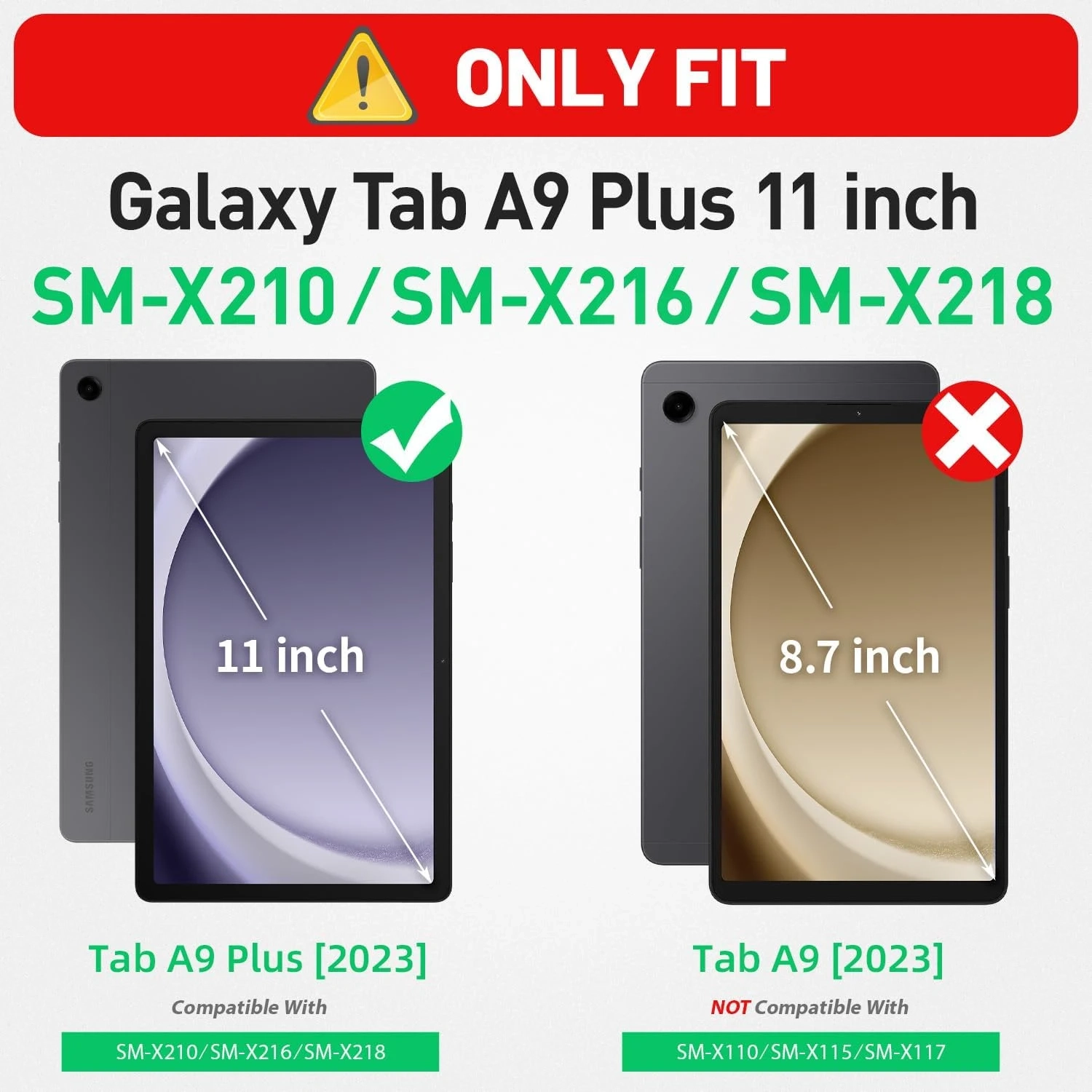 Étui antichoc Galaxy Tab A9 plus/A9+ de Samsung avec protecteur d'écran - Étui 11&nbsp;po pour tablette, noir