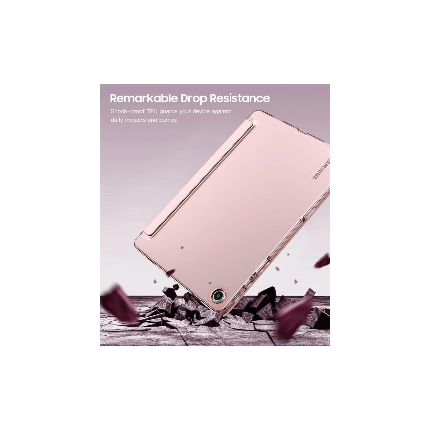 Samsung – Étui 2023 pour Galaxy Tab A9 plus/A9+ de 11 po – Étui mince souple en TPU translucide givré, rose doré