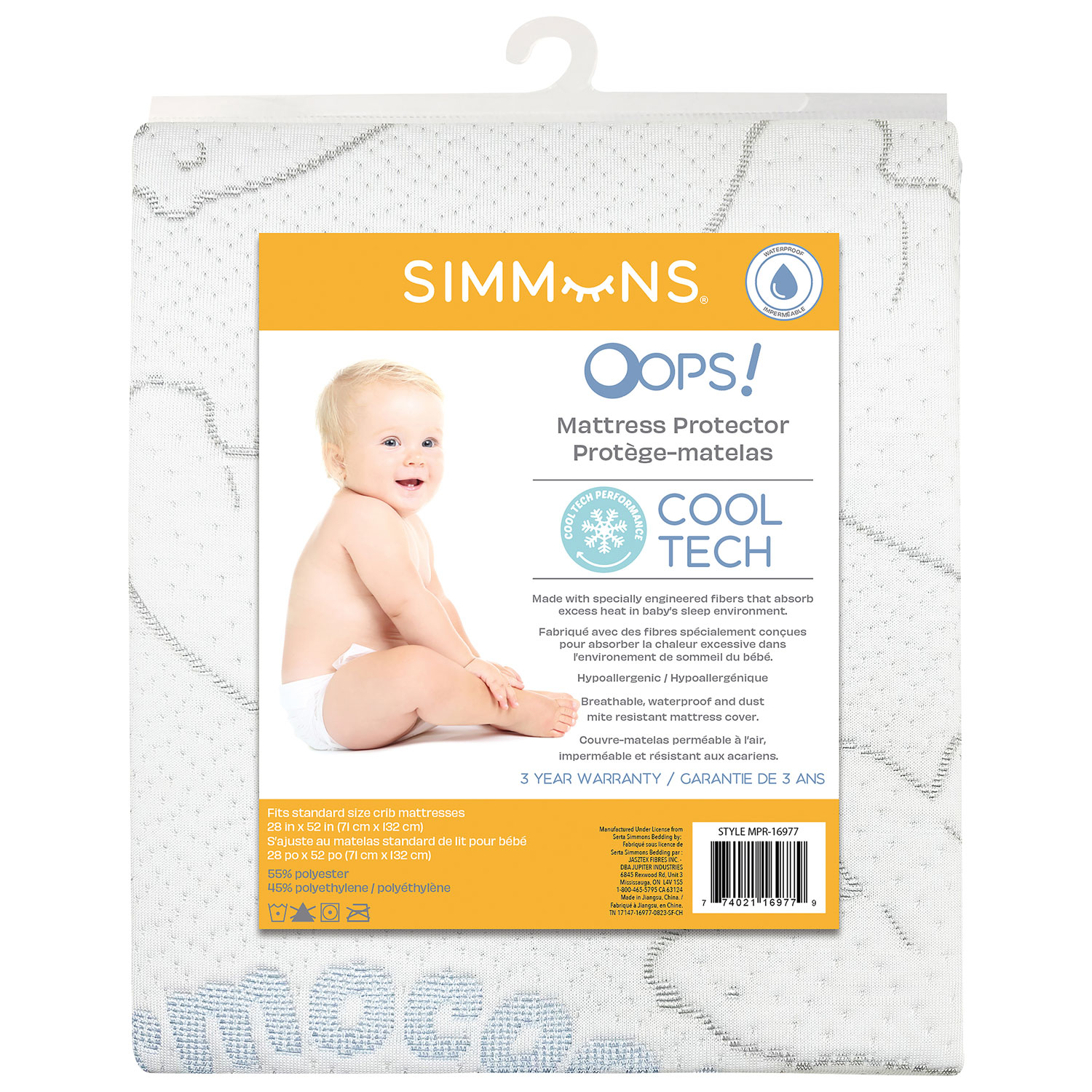 Protège-matelas pour lit de bébé Cool Tech de Simmons