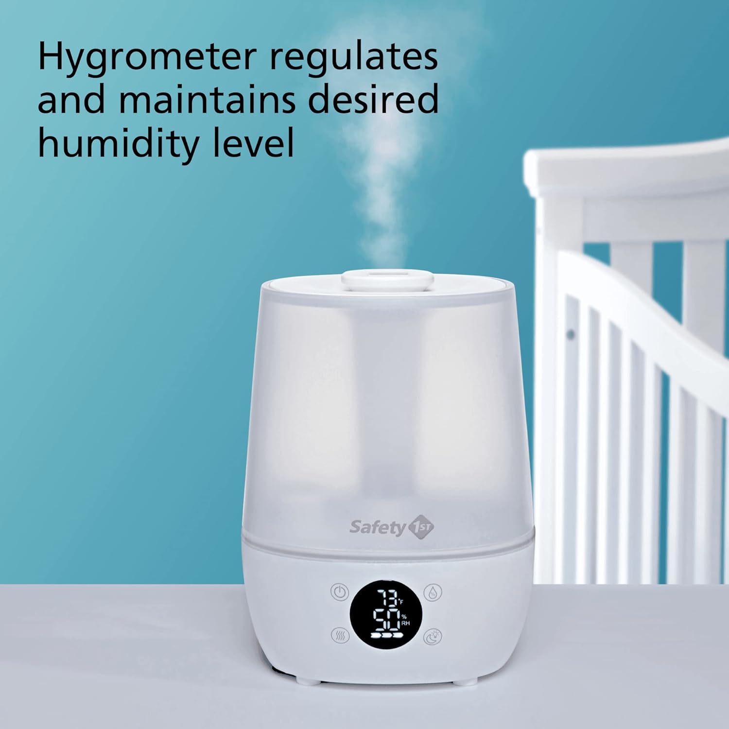 Safety 1st - Filter-Free Humidifier, Detects Temperature and Humidity Level, White