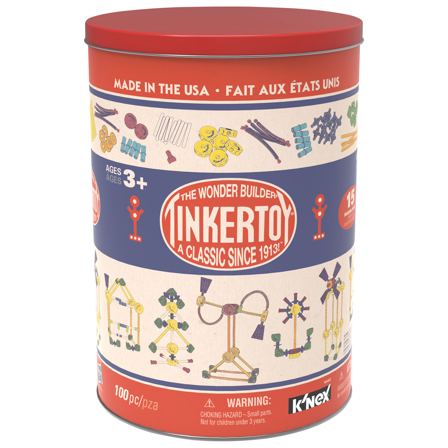 K’NEX Tinkertoy Classic Building Tin - 100 Pieces