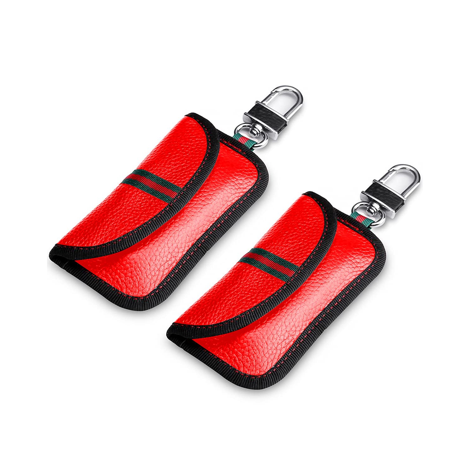 2 Pack Faraday Bag for Car Key Fob, Genuine Leather Car Key RFID Signal Blocking Pouch Keyless Signal Block Key Case for Car Security, Anti-Theft