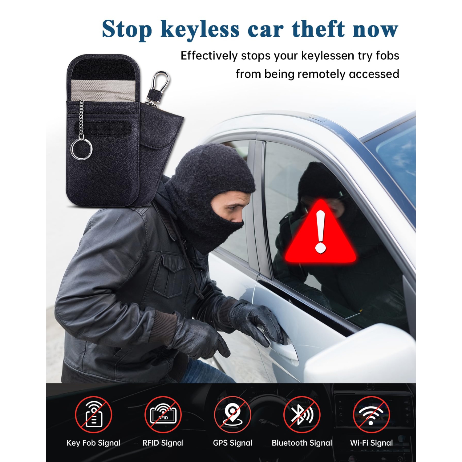 Sac pour porte-clés, protecteur pour porte-clés Faraday, pochette antivol, bloqueur de boîtier antivol, sac de blocage de signal RFID pour clé de