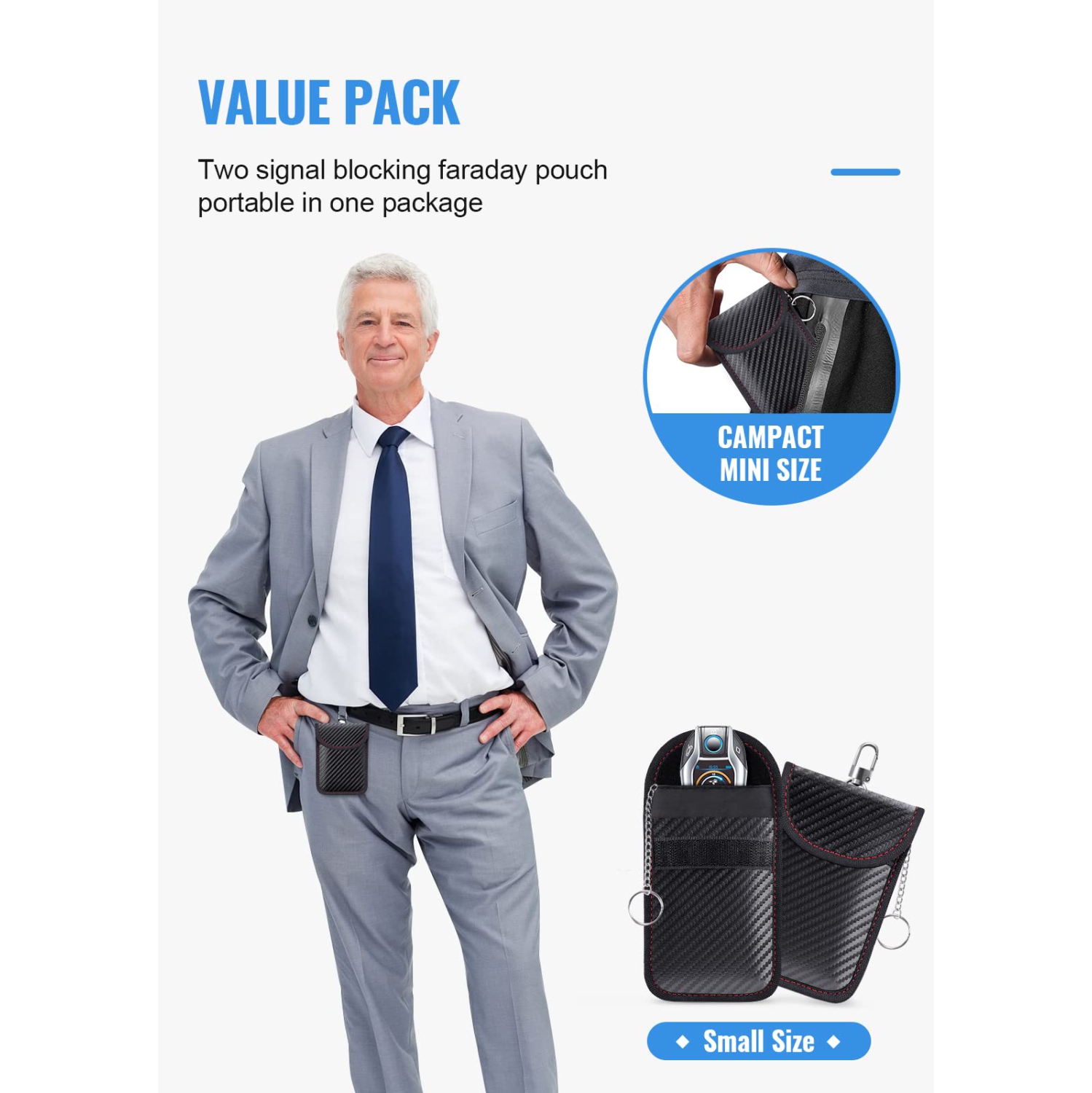 Pochette pour clés de voiture, sac de Faraday, porte-clés anti-blocage RFID de voiture, protecteur de porte-clés, porte-clés avec cage pour