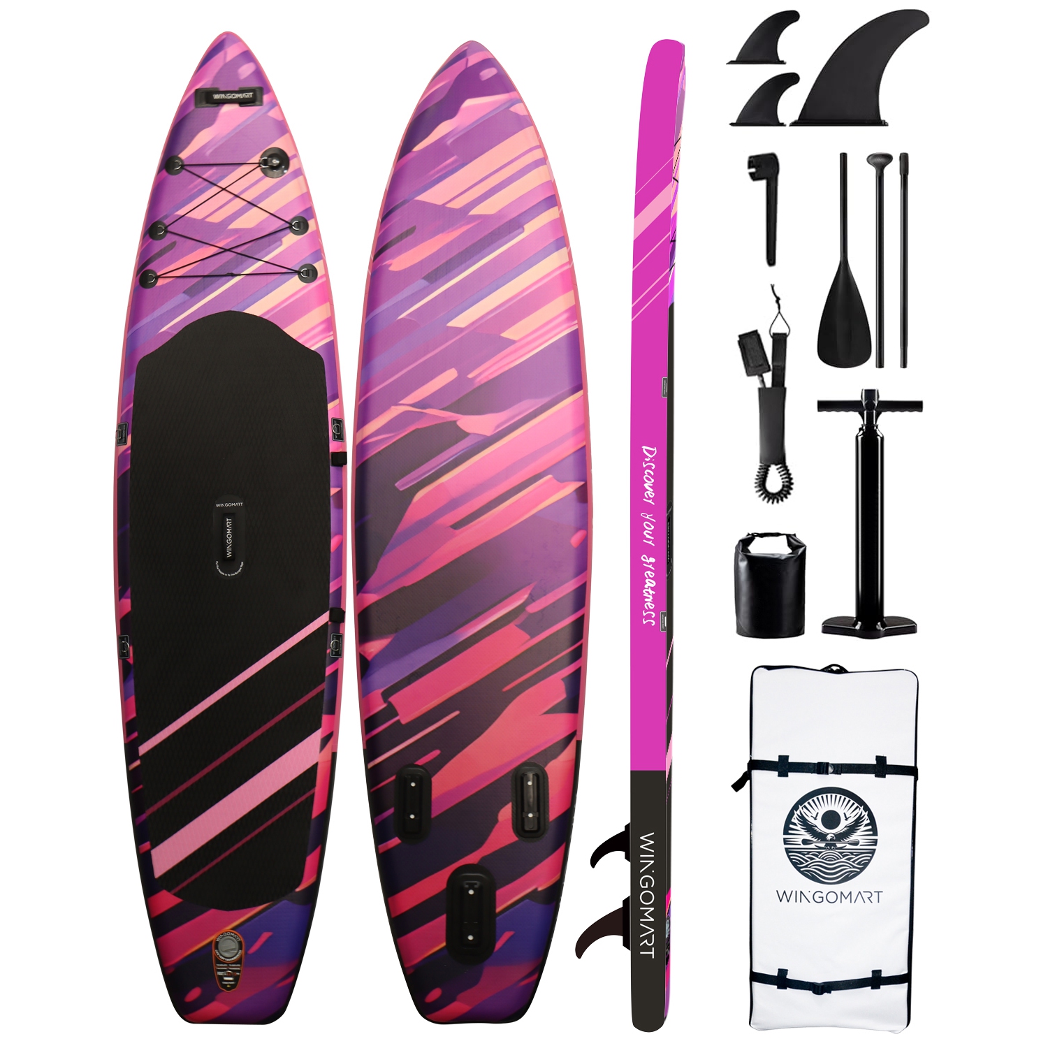 FUSION NEON 11FT x 33" Super Wide Inflatable Stand Up Paddle Board, Ultra Stable Wide SUP Up to 2 people/375LB Fully equipped w/ Premium SUP Accessories