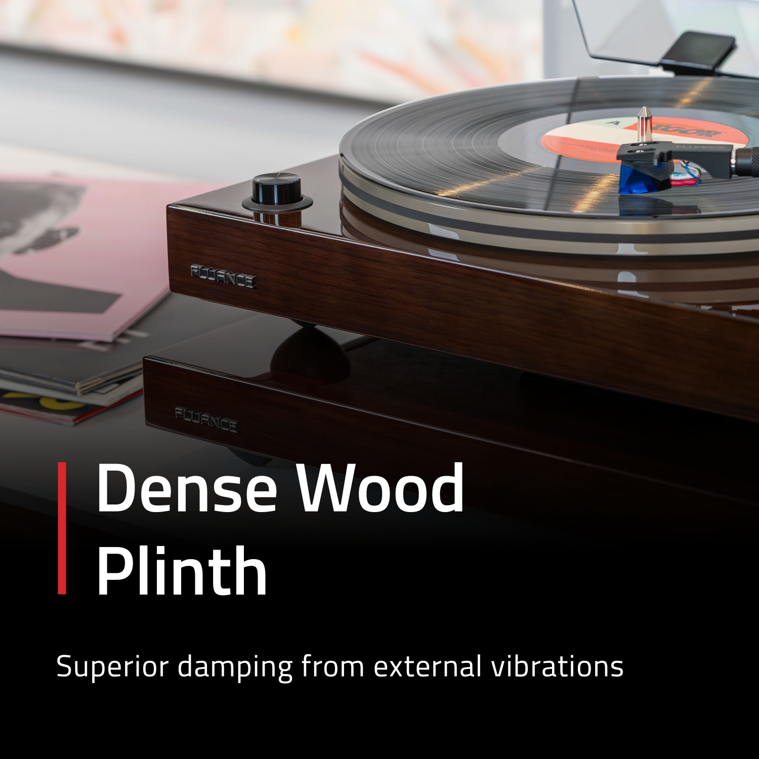 Base d'isolation du tourne-disque IB40 de Fluance et stabilisateur de poids en vinyle avec fini caoutchouté