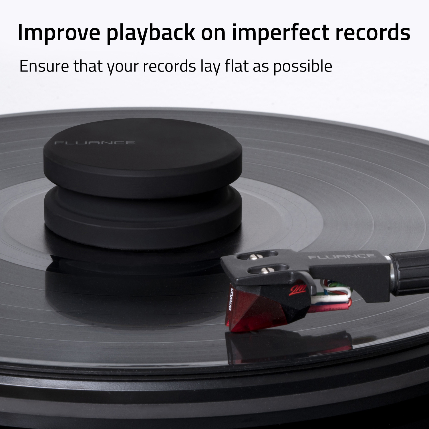 Base d'isolation du tourne-disque IB40 de Fluance et stabilisateur de poids en vinyle avec fini caoutchouté