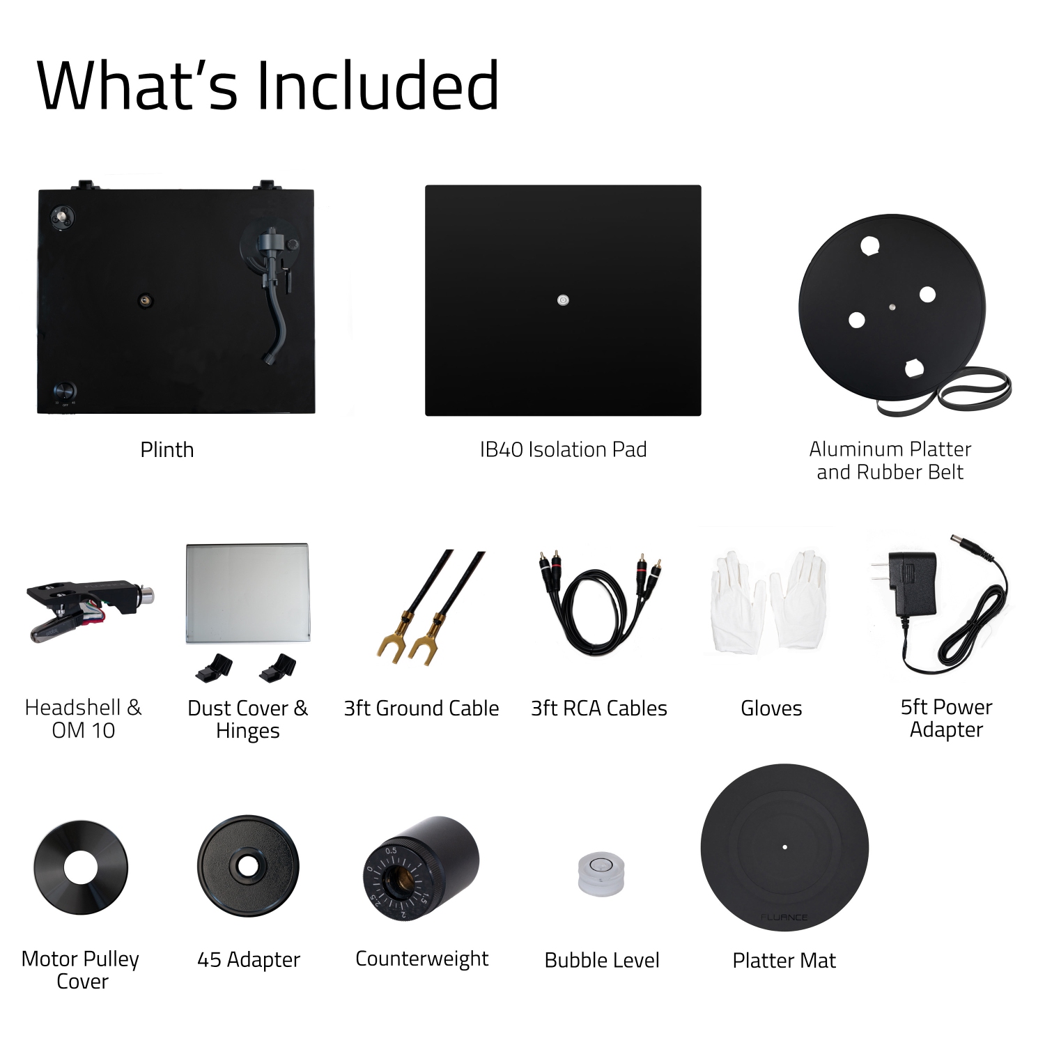 Tourne-disque haute fidélité en vinyle RT82 Reference de Fluance avec cartouche Ortofon OM10 et base d'isolation antivibrations