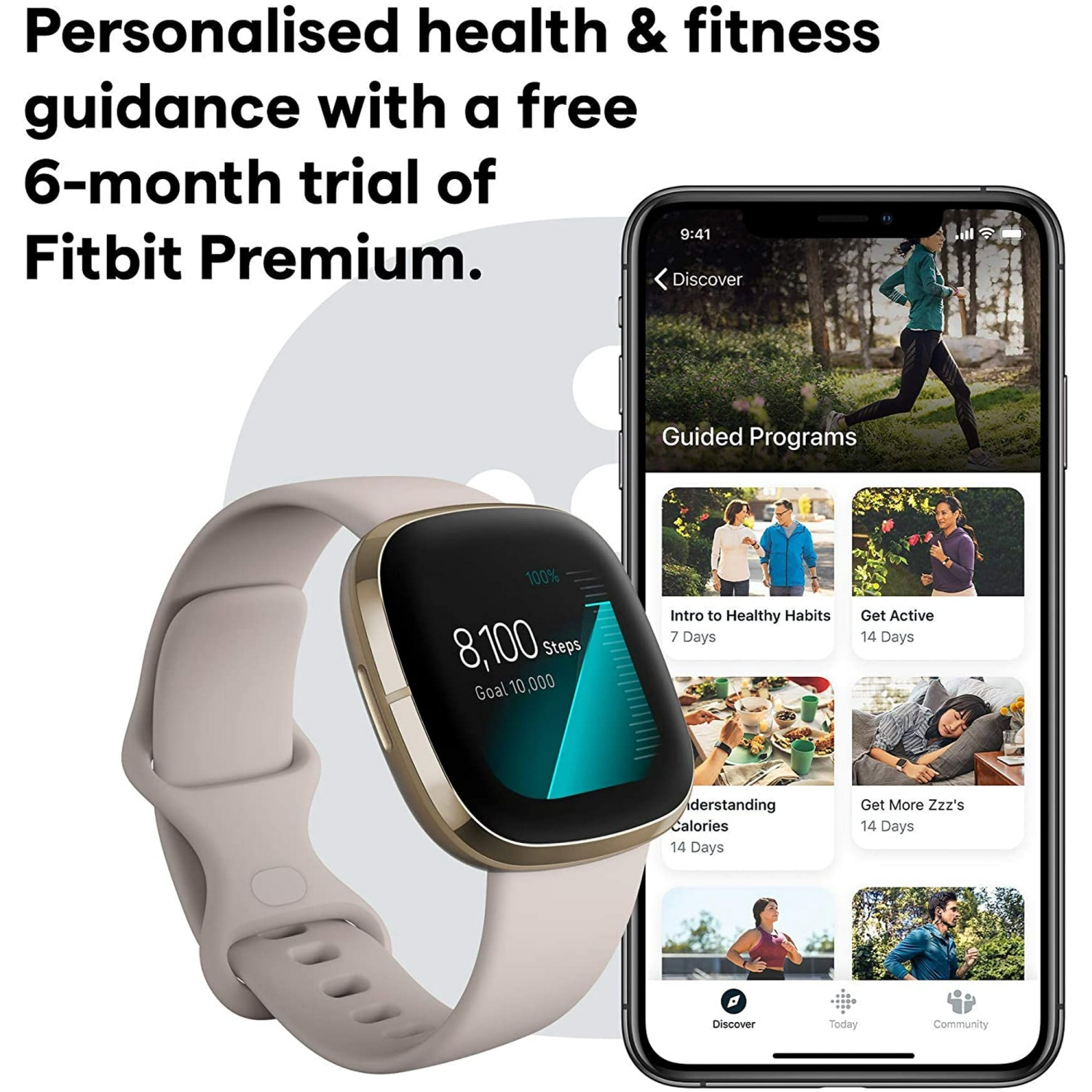 Fitbit Sense Advanced Smartwatch for Heart Health, Stress Management, & Skin Temperature, White/Gold