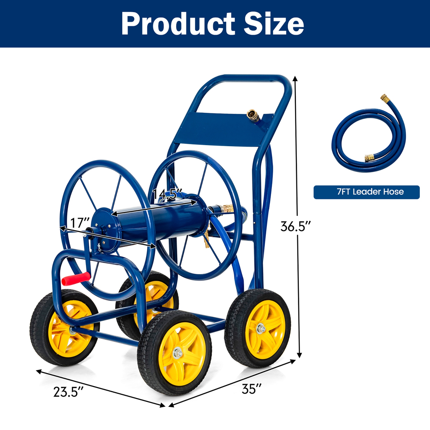 Costway Garden Hose Reel Cart Holds 330ft of 3/4"or 5/8" Hose 400ft of 1/2" Hose Blue