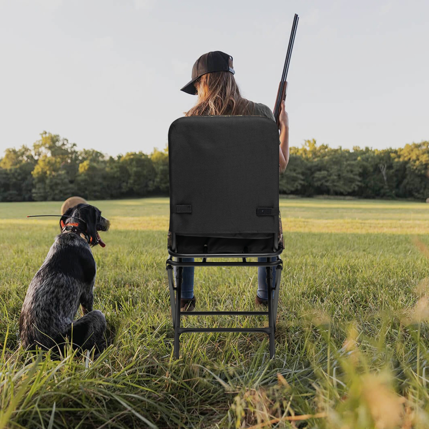 Costway Folding Silent Swivel Blind 360°Swivel Hunting Chair w/All-terrain Foot Pads