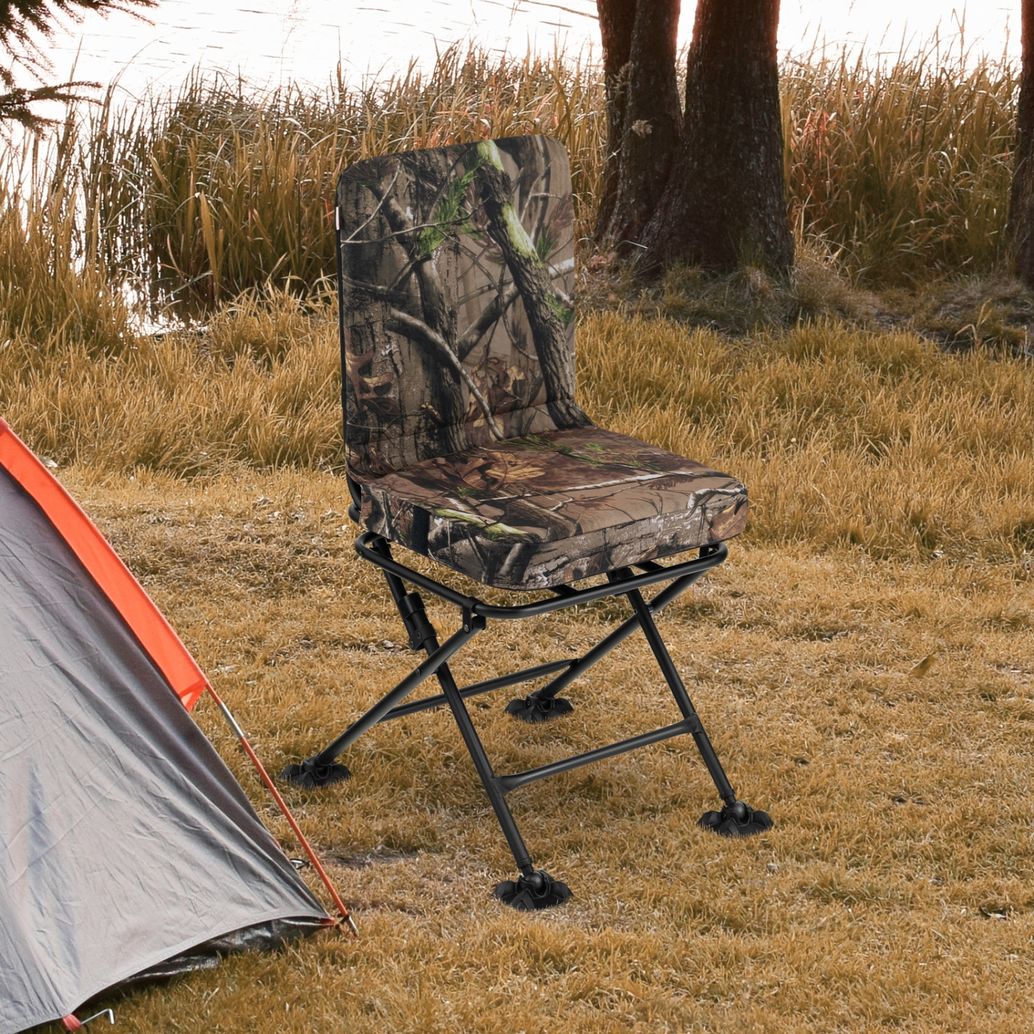 Costway Folding Silent Swivel Blind 360°Swivel Hunting Chair w/All-terrain Foot Pads