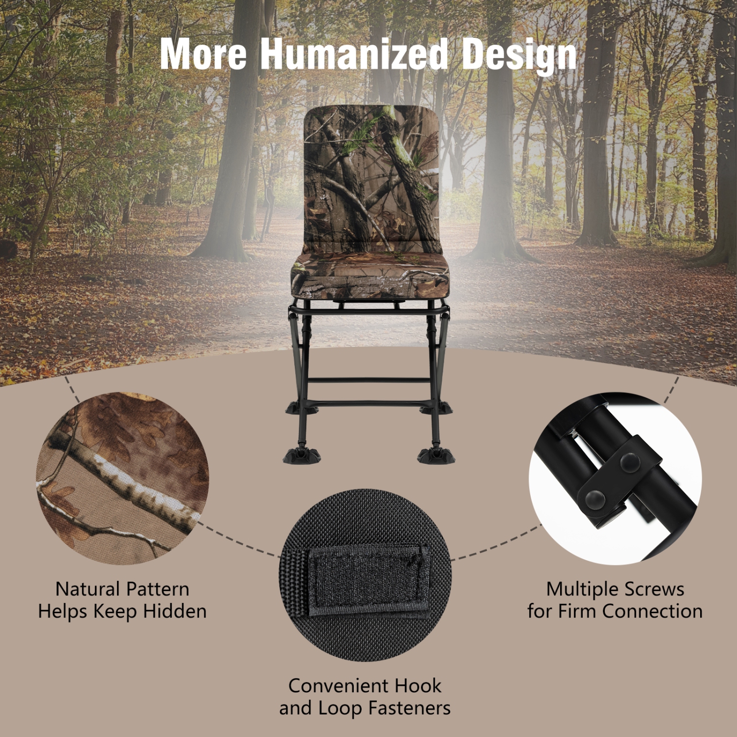 Costway Folding Silent Swivel Blind 360°Swivel Hunting Chair w/All-terrain Foot Pads