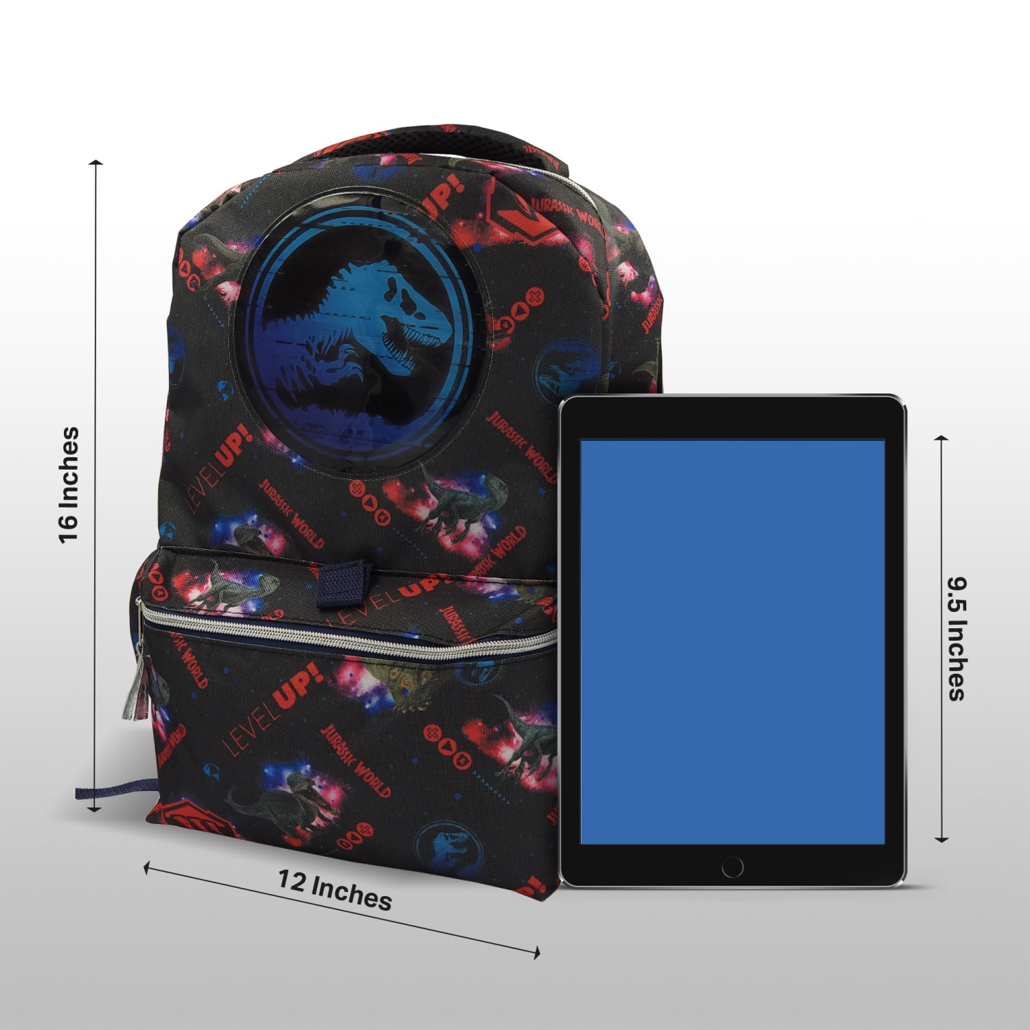 Jurassic Park Backpack 16 inch Kids Backpack with Lunch Box - 6 Piece Set for Kids