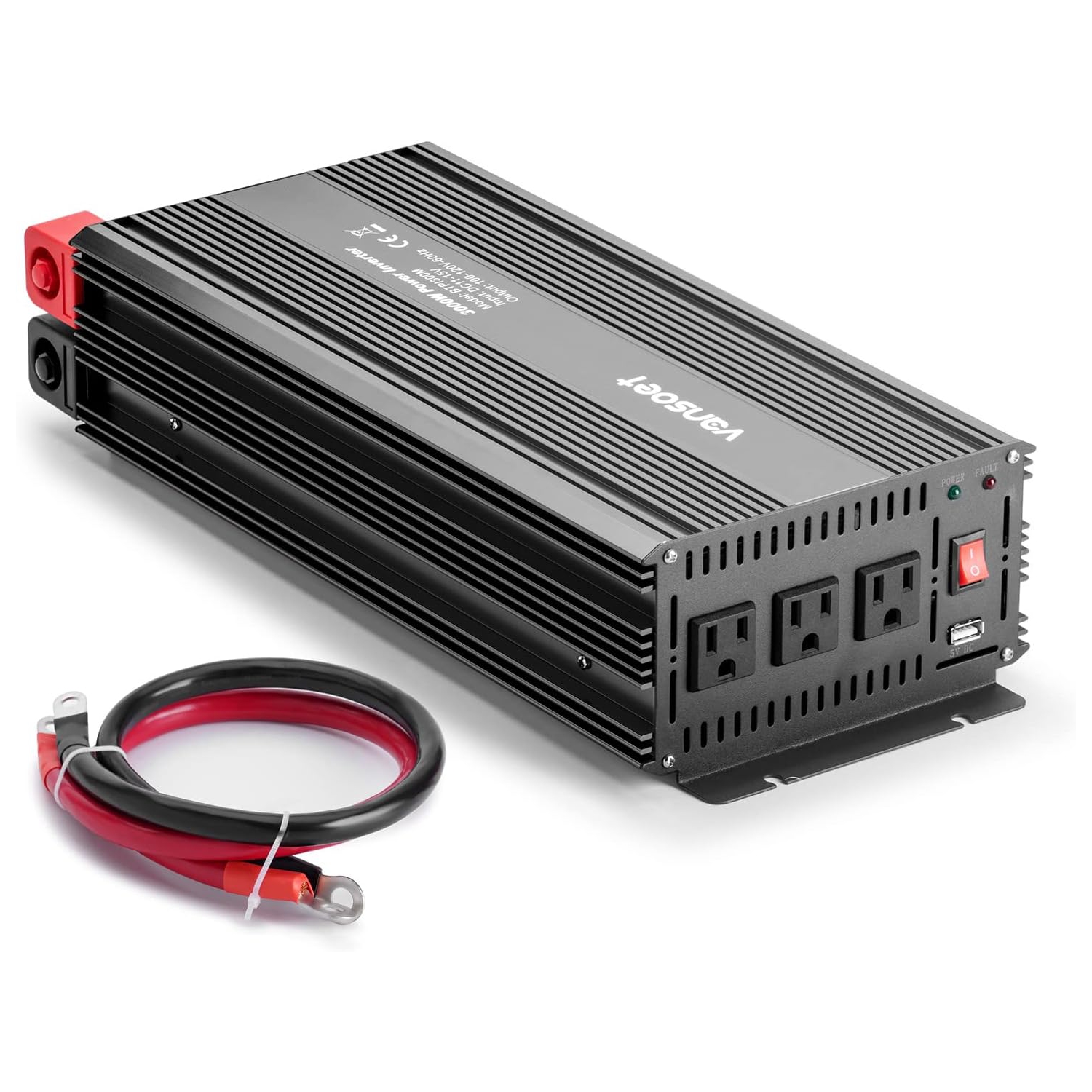 Onduleur continu-alternatif 3000 W, car Inverter DC 12&nbsp;V à 120&nbsp;V avec 3 prises c.a., USB 2,4&nbsp;A, adaptateur de chargeur de voiture pour