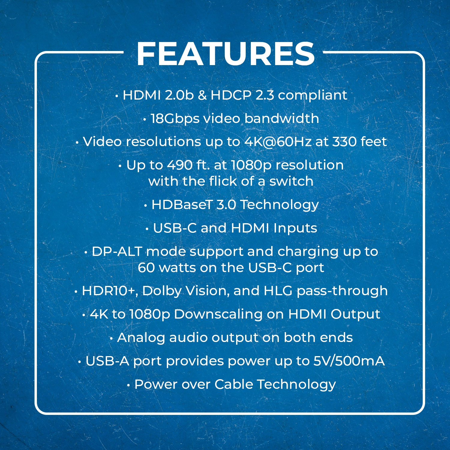 Prolongateur HDMI/USB-C HDBaseT 3,0 4K d'OREI sur CAT6/7 avec KVM