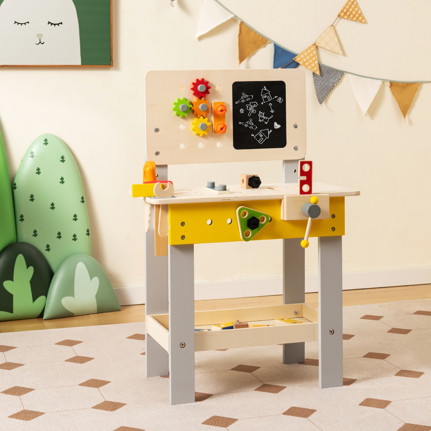 Banc d'établi jouet en bois pour enfants avec outils de Costway pour enfants de 3 ans et plus