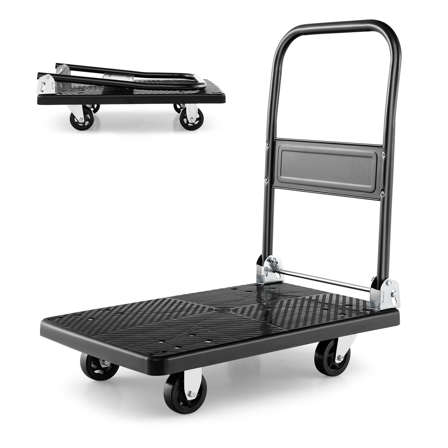 Costway Folding Push Cart Dolly Platform Hand Truck with 360° Swivel Wheels 440LBS Capacity