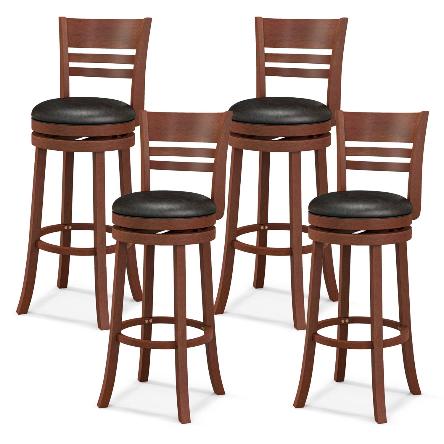 Ensemble de 4 tabourets de bar, chaises de salle à manger pivotantes à hauteur de bar avec dossiers et repose-pieds de Costway
