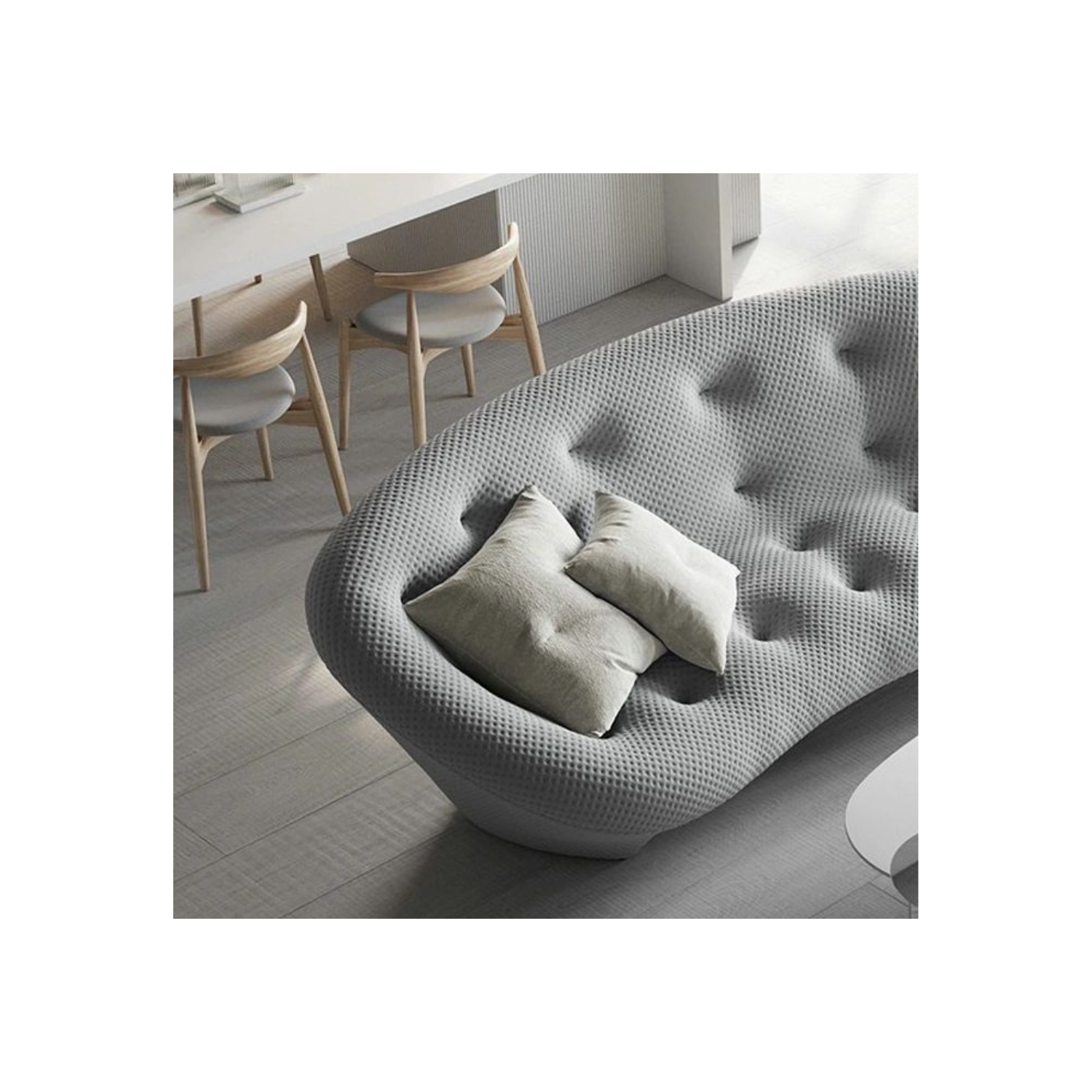 LivinVeluris Modern Shell Sofa - Moon Gray