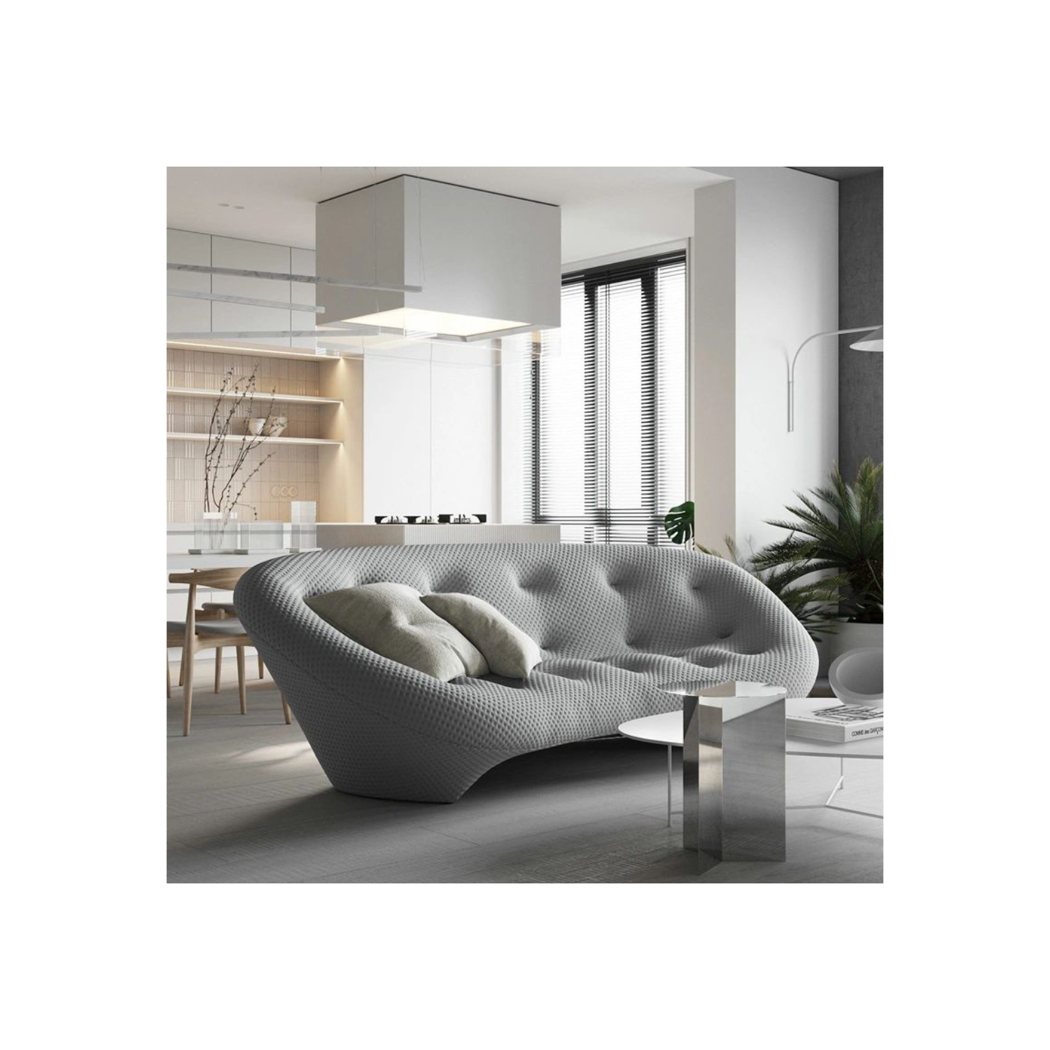 LivinVeluris Modern Shell Sofa - Moon Gray