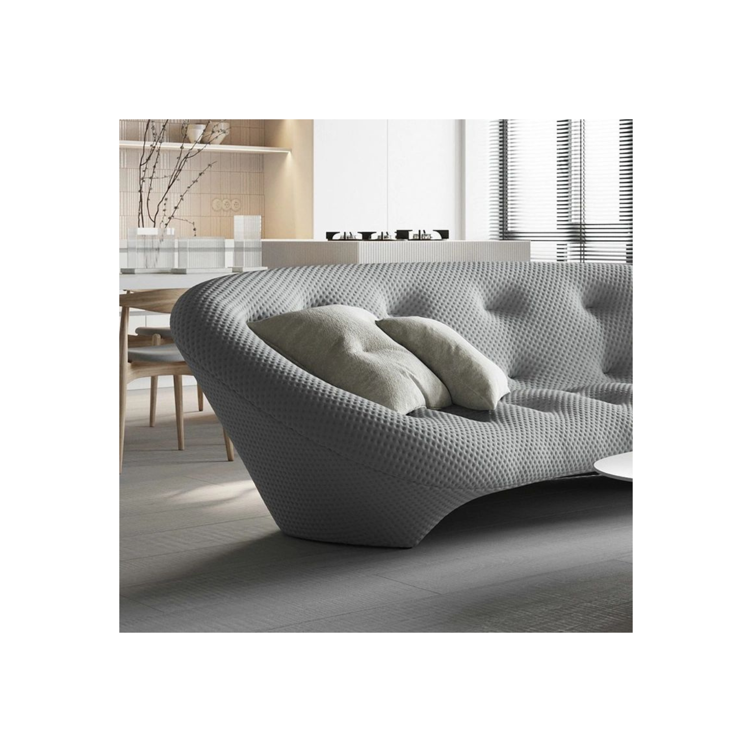 LivinVeluris Modern Shell Sofa - Moon Gray