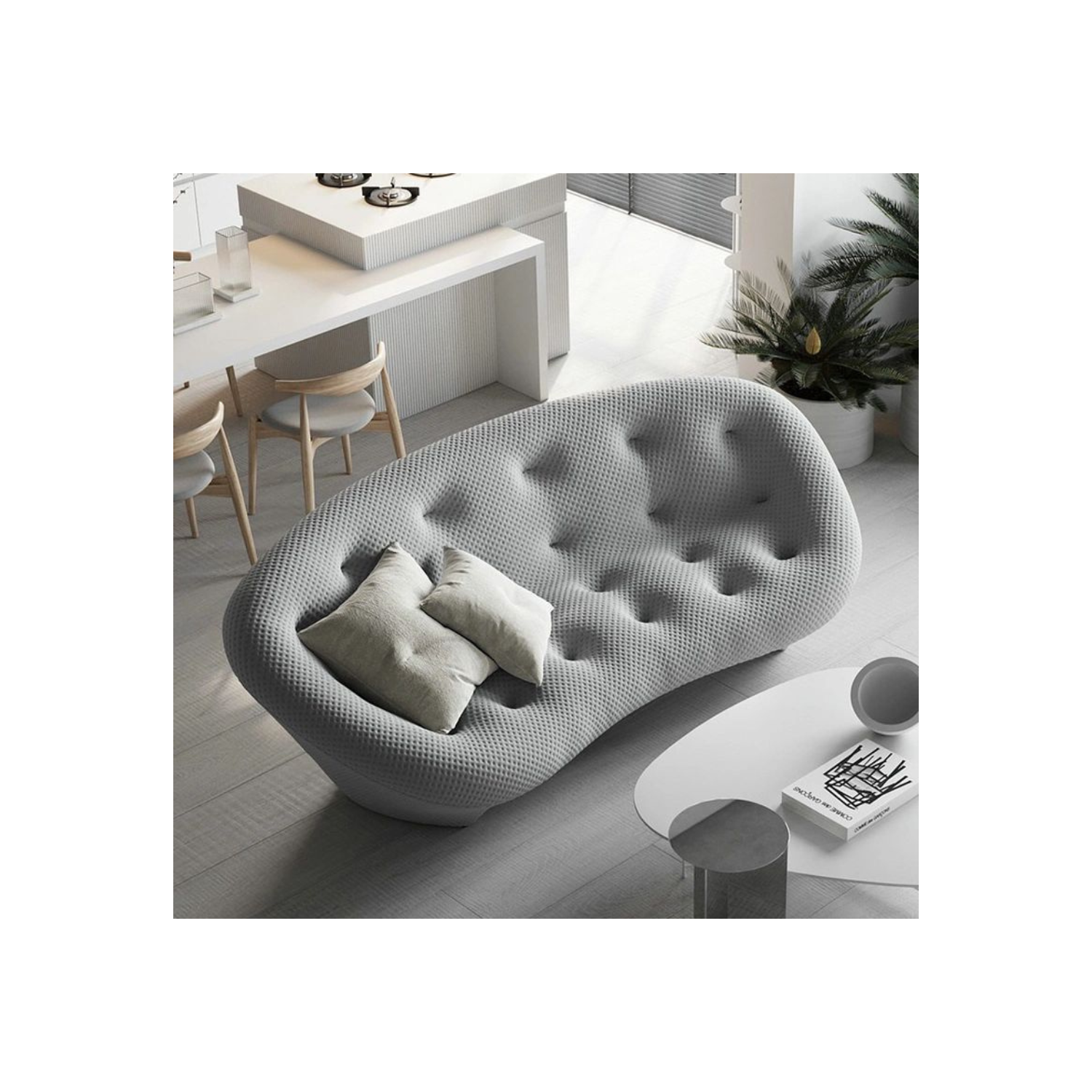 LivinVeluris Modern Shell Sofa - Moon Gray