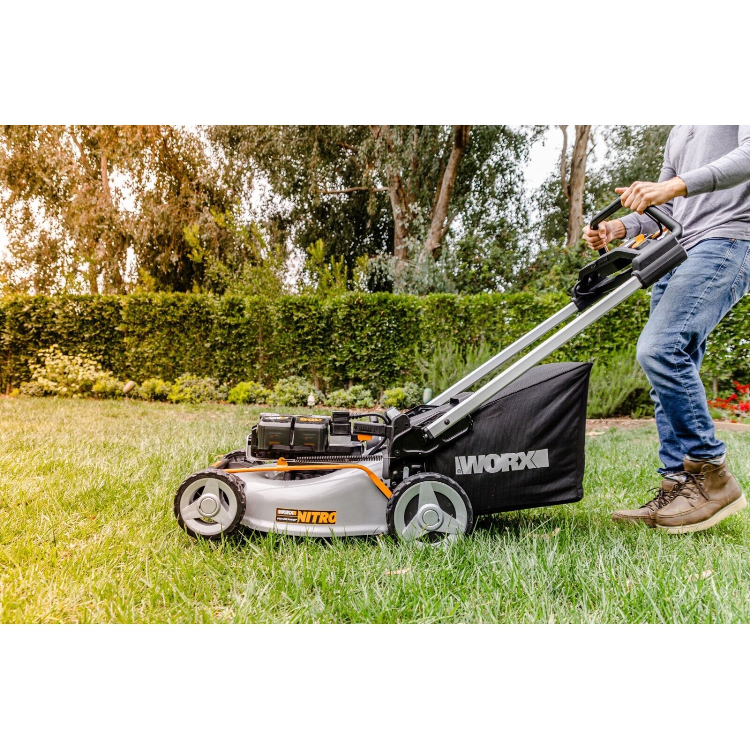 Worx WG761 Nitro 80V 21" Cordless Self-Propelled Lawn Mower with Brushless Motor & Rear Wheel Drive