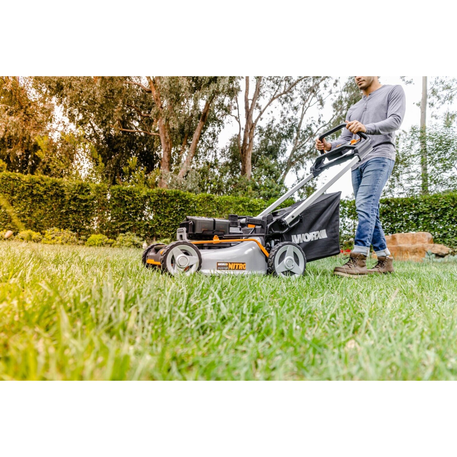 Worx WG761 Nitro 80V 21" Cordless Self-Propelled Lawn Mower with Brushless Motor & Rear Wheel Drive