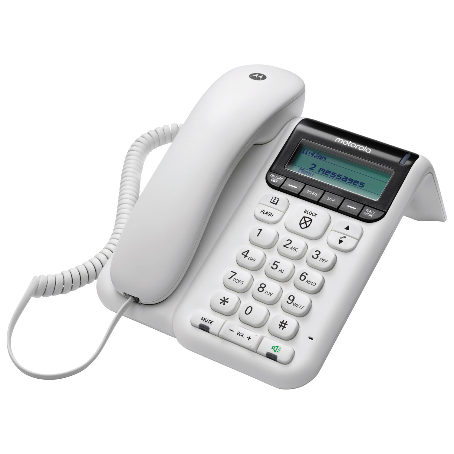 Téléphone avec fil de Motorola avec répondeur - Blanc