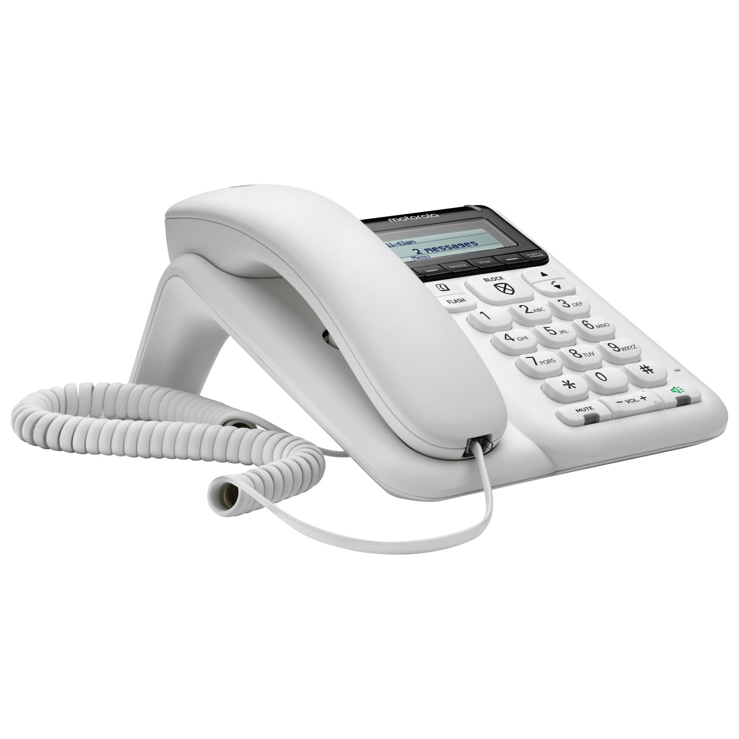 Téléphone avec fil de Motorola avec répondeur - Blanc