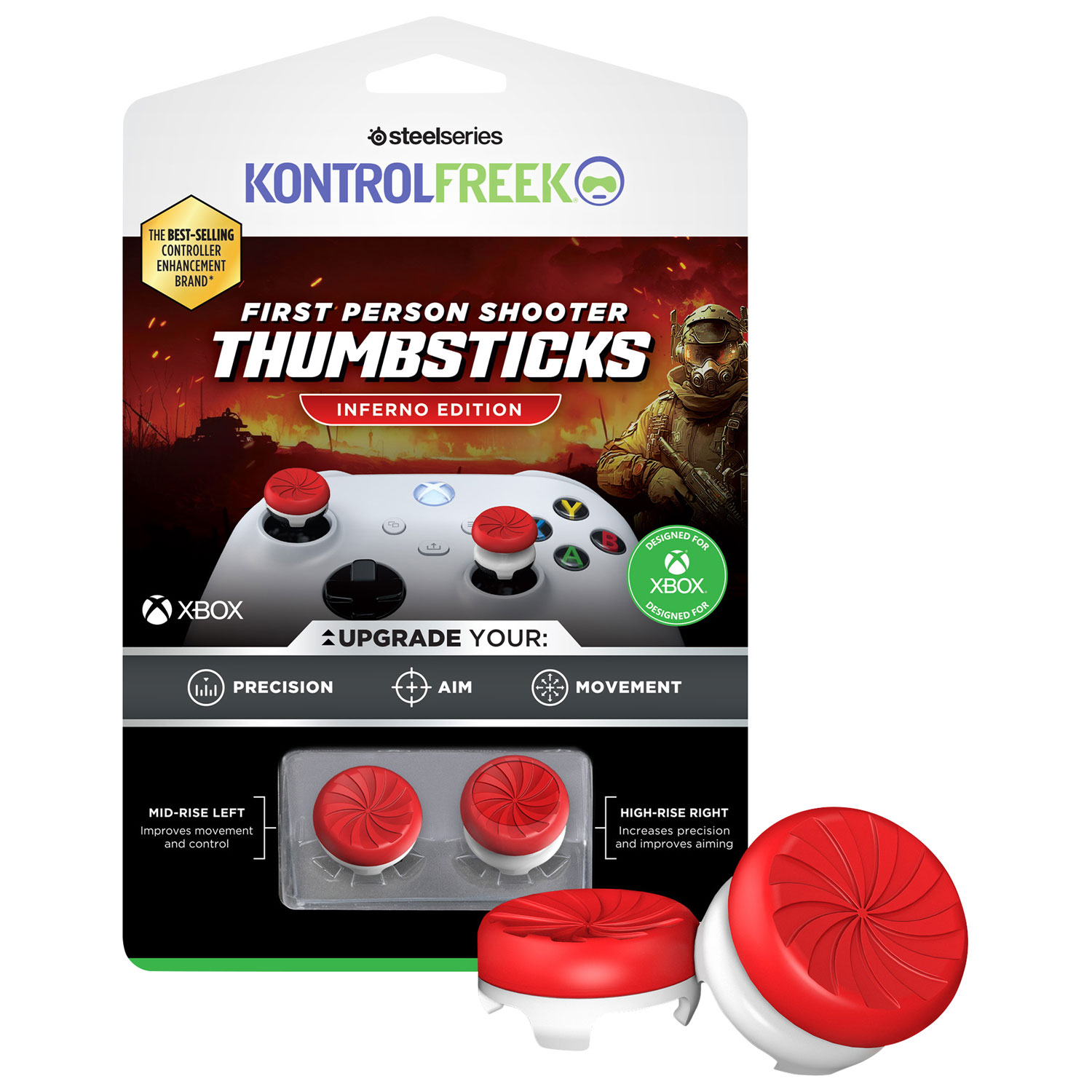 Capuchons antidérapants Performance de KontrolFreek édition Inferno pour PS5 - Rouge/Blanc