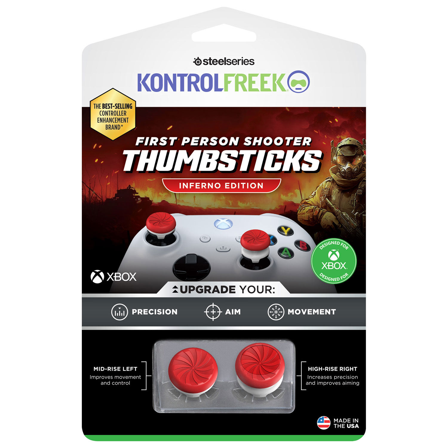 Capuchons antidérapants Performance de KontrolFreek édition Inferno pour PS5 - Rouge/Blanc