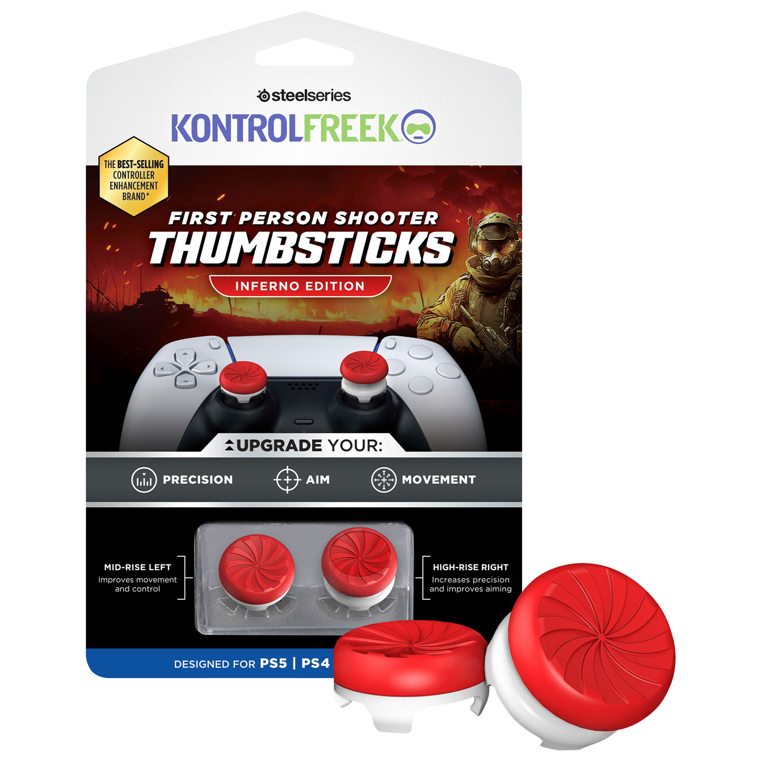 Capuchons antidérapants Performance de KontrolFreek édition Inferno pour Xbox Series X - Rouge/Blanc