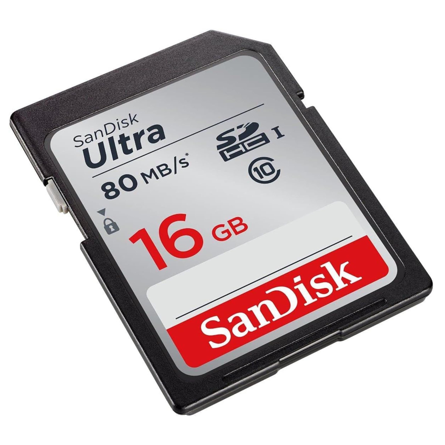 Refurbished SanDisk 16GB Ultra SDHC UHS-I Memory Card, Speed up tp 80MB/s
