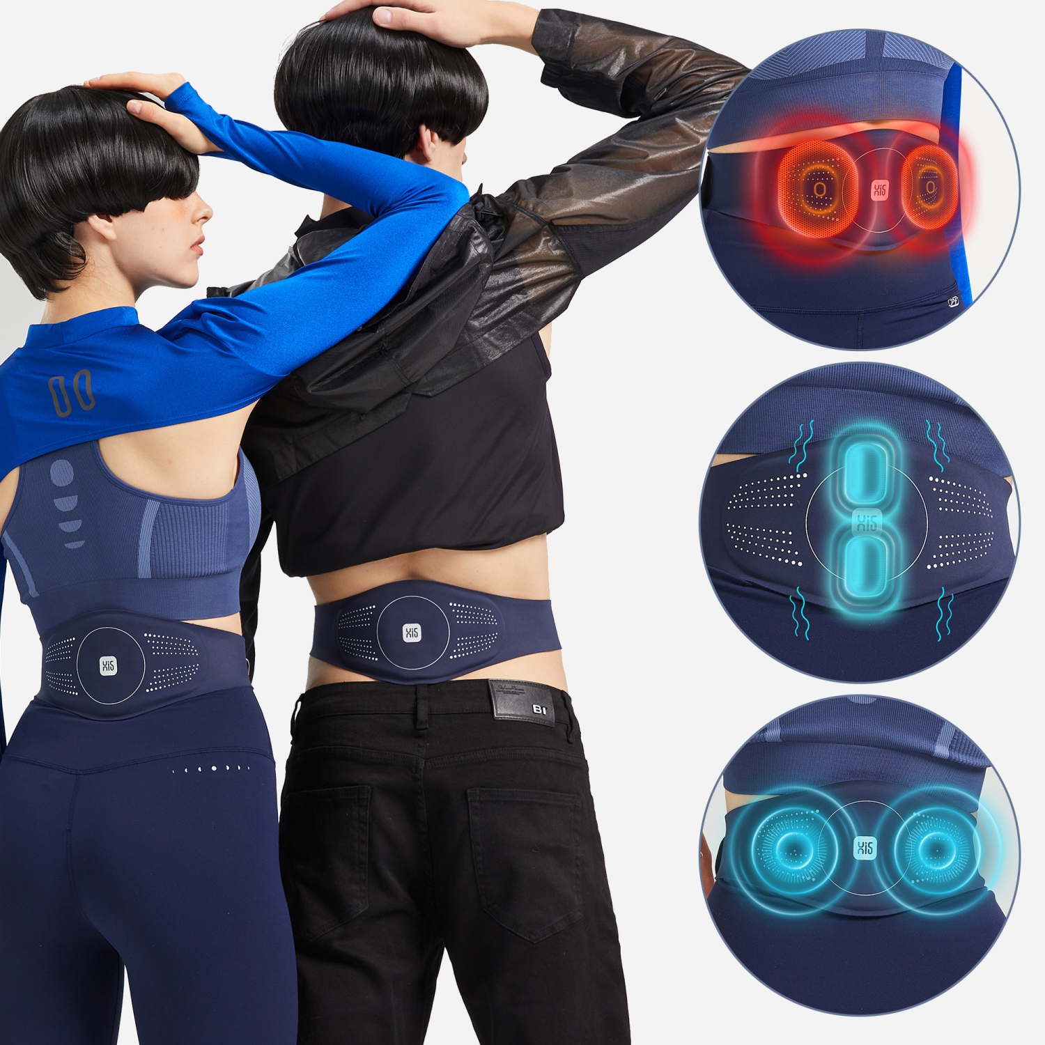 Master Massage Portable Heating Pad Heated Belt for Lower Back Pain Relief - Menstrual Pain Belt with Heat –Tens Pulse-Vibration Massage, Belly