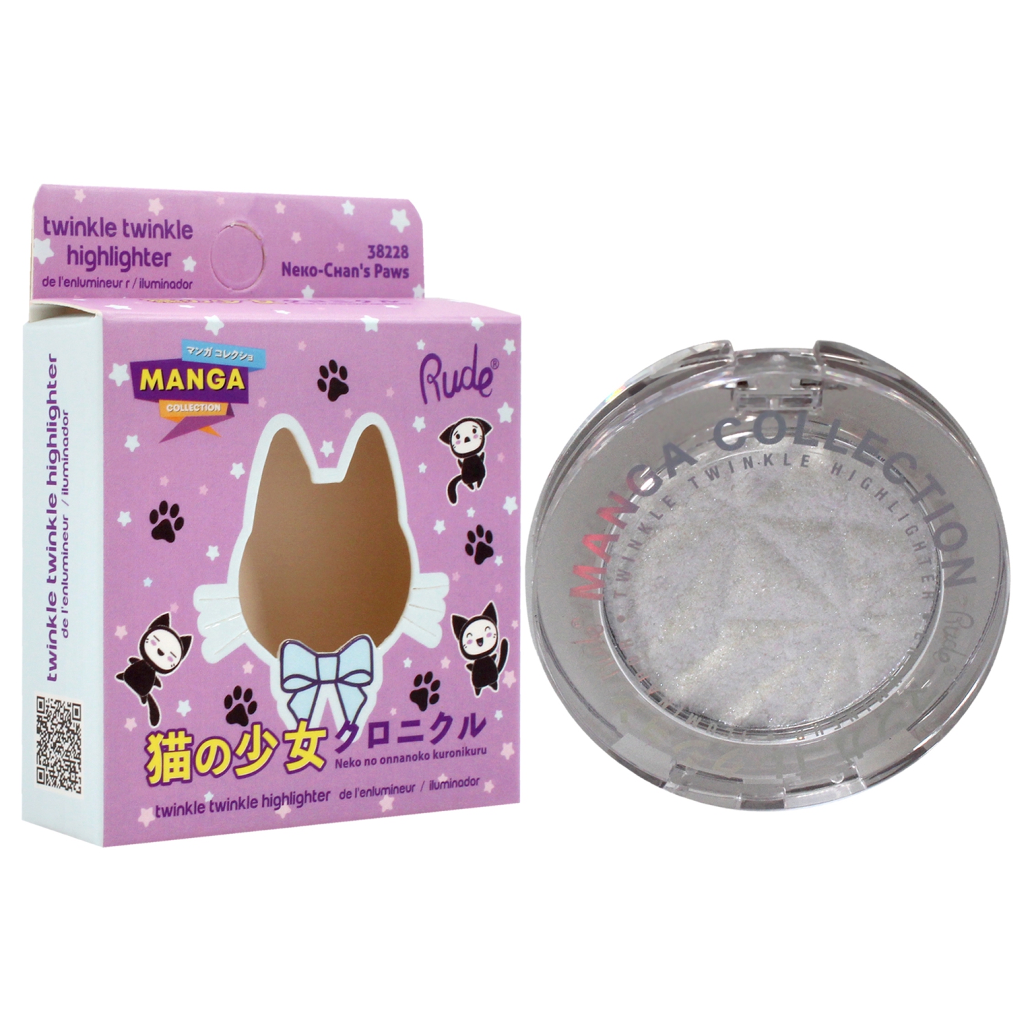 Manga Collection Twinkle Twinkle Highlighter - 38228 Neko-Chans Paws by Rude Cosmetics for Women - 0.14 oz Highlighter
