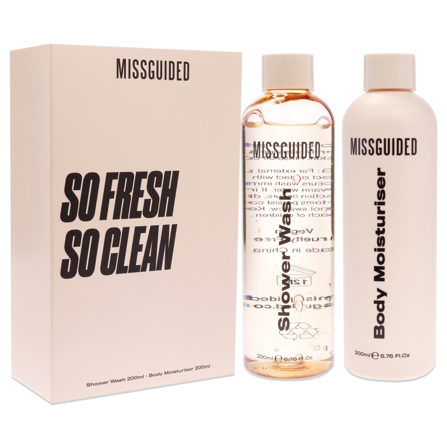 So Fresh So Clean Set by Missguided for Women - 2 Pc 6.76oz Shawer Wash, 6.76oz Body Moisturizer