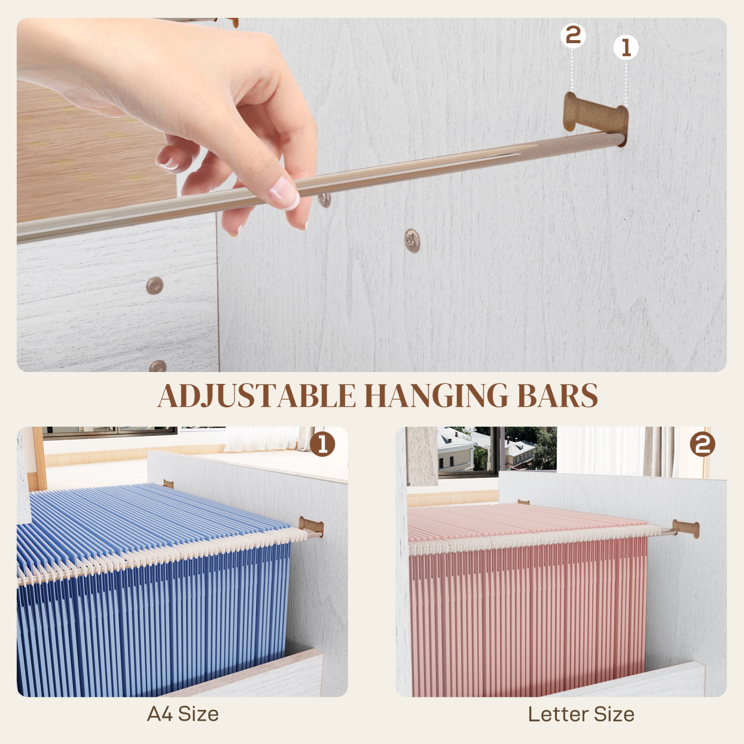 HOMCOM – Classeur à 4 tiroirs pour le bureau à domicile, classeur vertical avec verrou, barre de suspension réglable pour format A4 et lettre, blanc