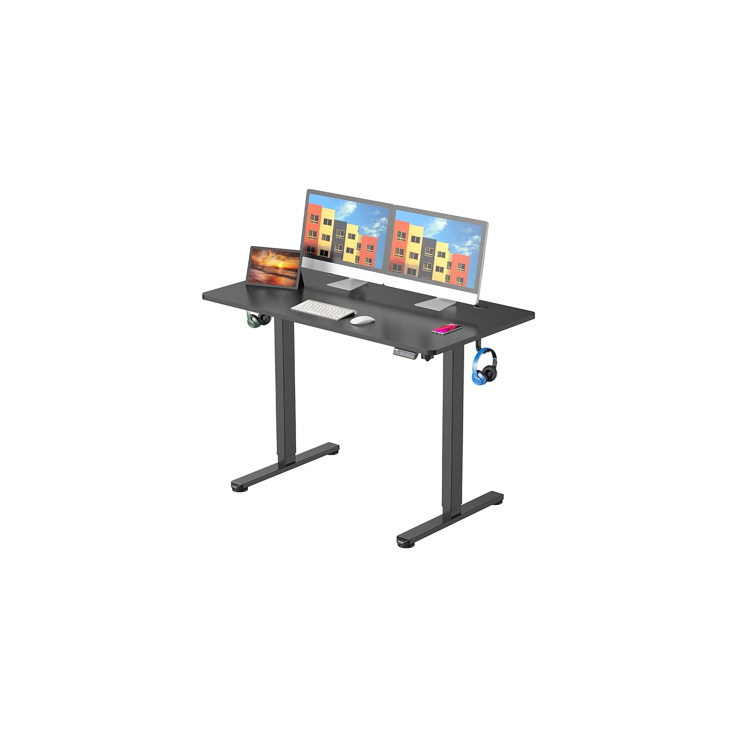 All-in-One Electric Standing Desk, Ergonomic Adjustable Sit Standing Desk Computer Desk with 43.3 x 23.6 inch Table Top