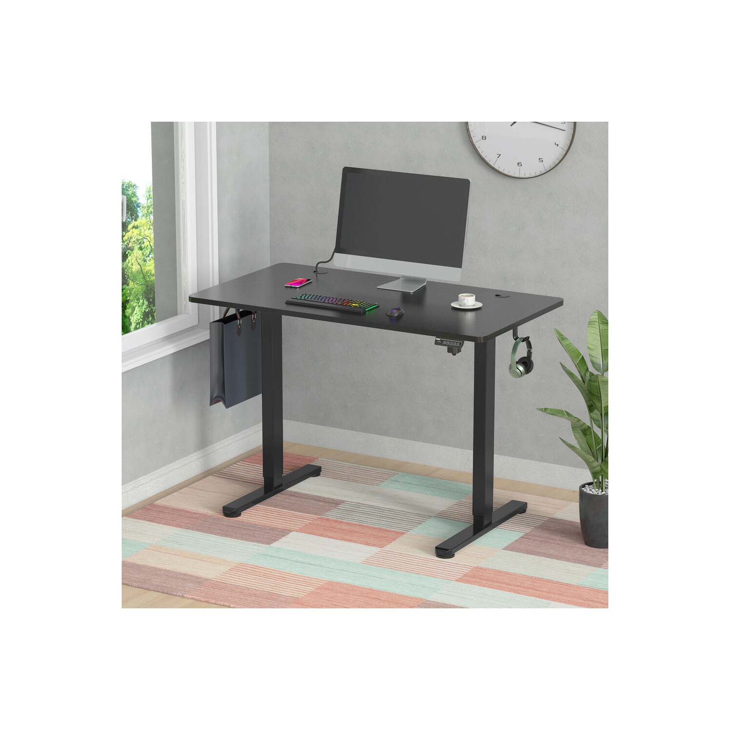 Bureau debout électrique tout-en-un, bureau d'ordinateur debout ergonomique réglable et 43 dessus de table 24&nbsp;po