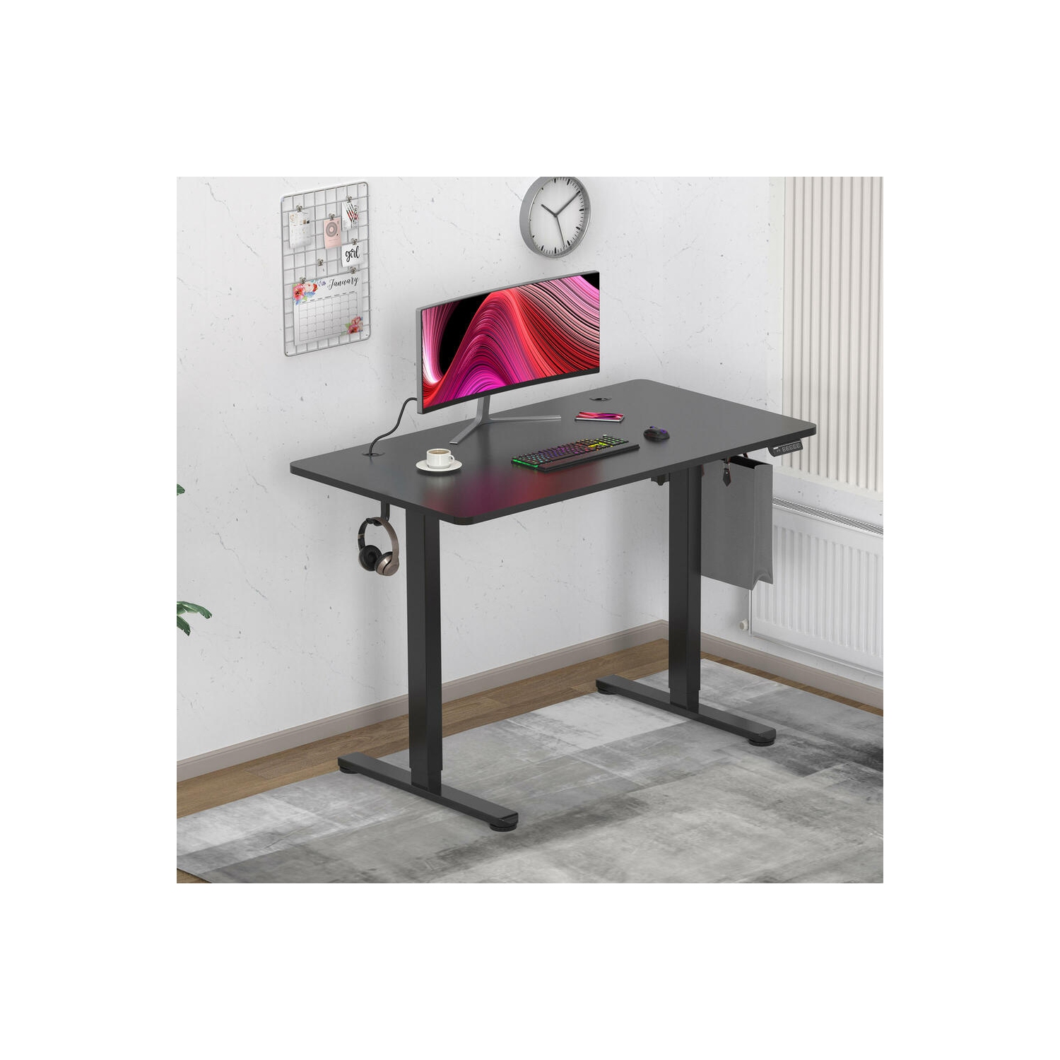 Bureau debout électrique tout-en-un, bureau d'ordinateur debout ergonomique réglable et 43 dessus de table 24&nbsp;po