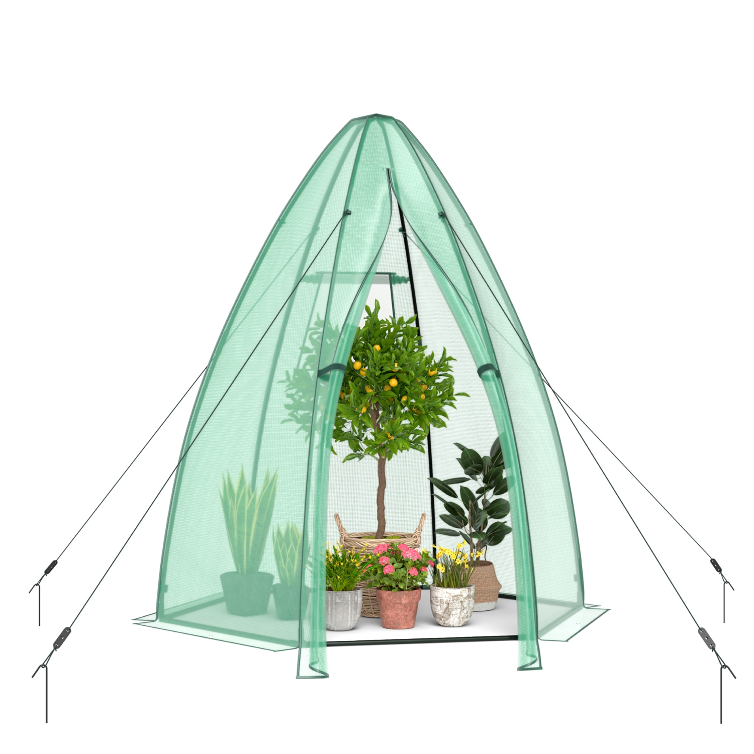 Costway 5.5'x 5.5'x 6' Portable Mini Garden Greenhouse with Window & Roll-up Zippered Door