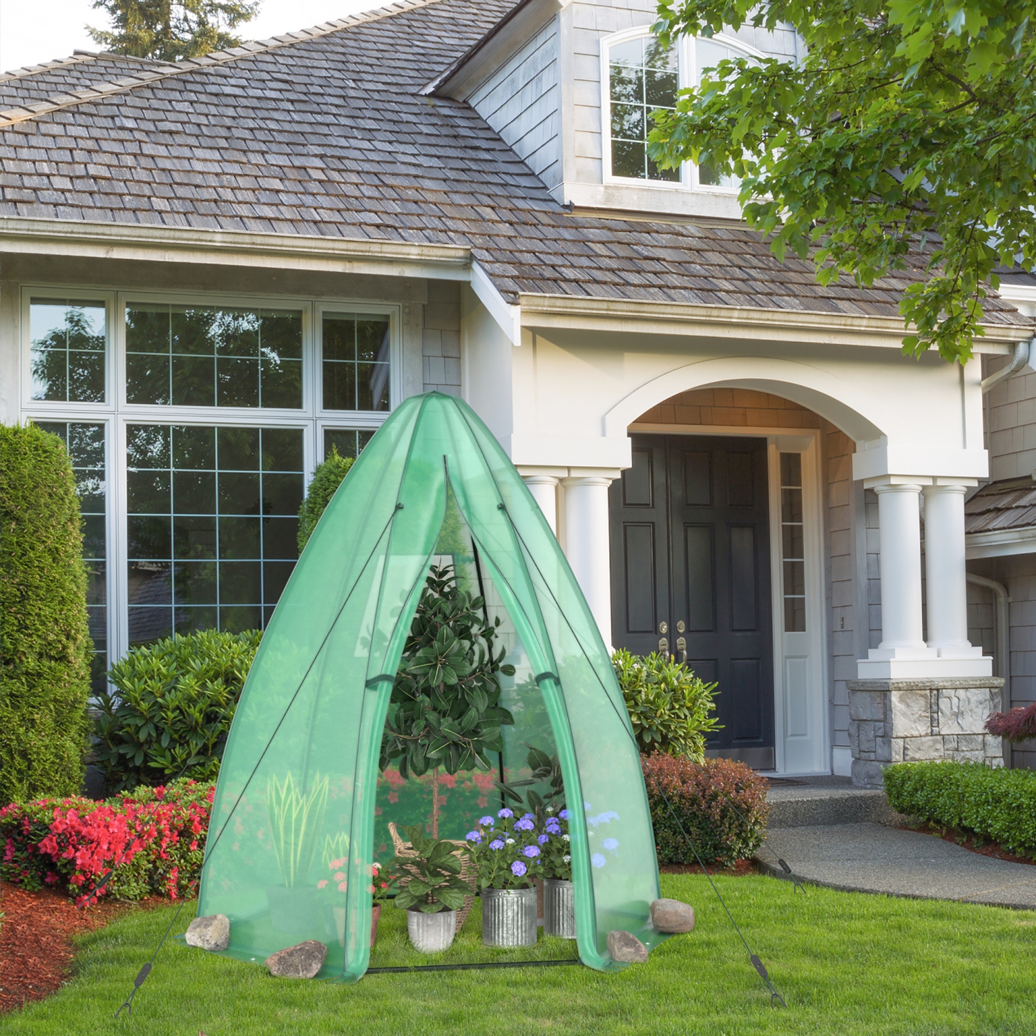 Costway 5.5'x 5.5'x 6' Portable Mini Garden Greenhouse with Window & Roll-up Zippered Door