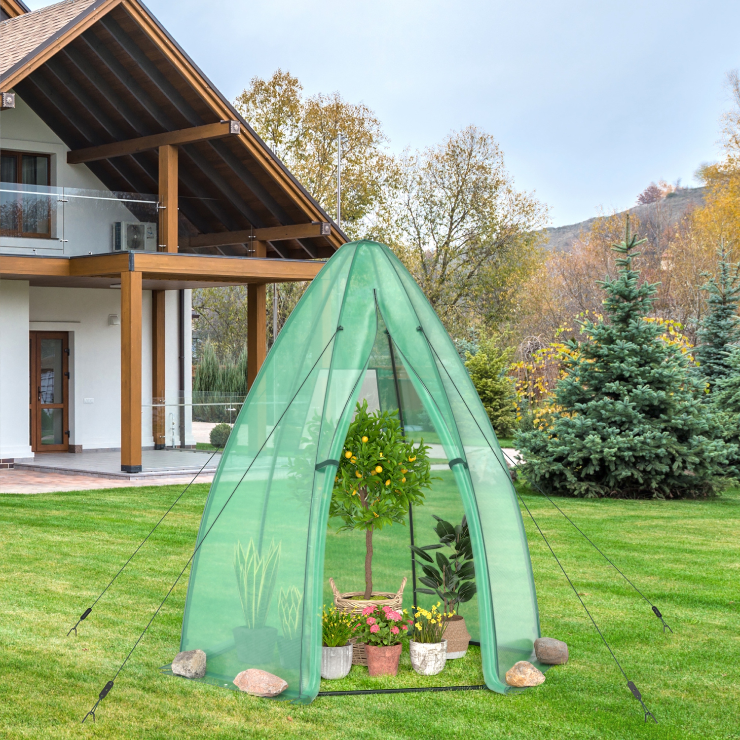 Costway 5.5'x 5.5'x 6' Portable Mini Garden Greenhouse with Window & Roll-up Zippered Door