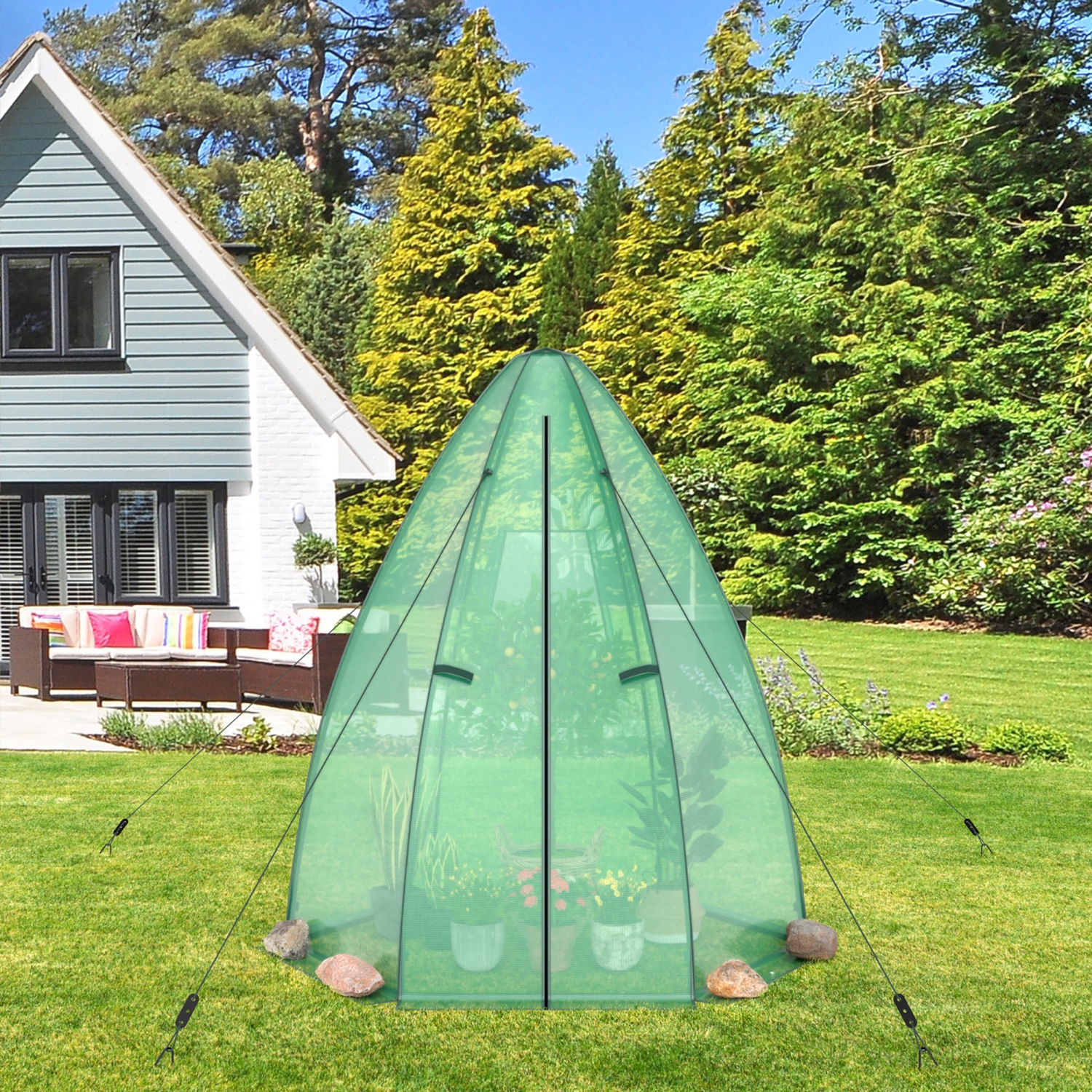 Costway 5.5'x 5.5'x 6' Portable Mini Garden Greenhouse with Window & Roll-up Zippered Door