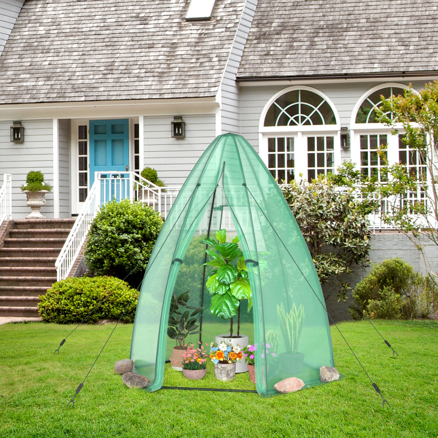Costway 5.5'x 5.5'x 6' Portable Mini Garden Greenhouse with Window & Roll-up Zippered Door